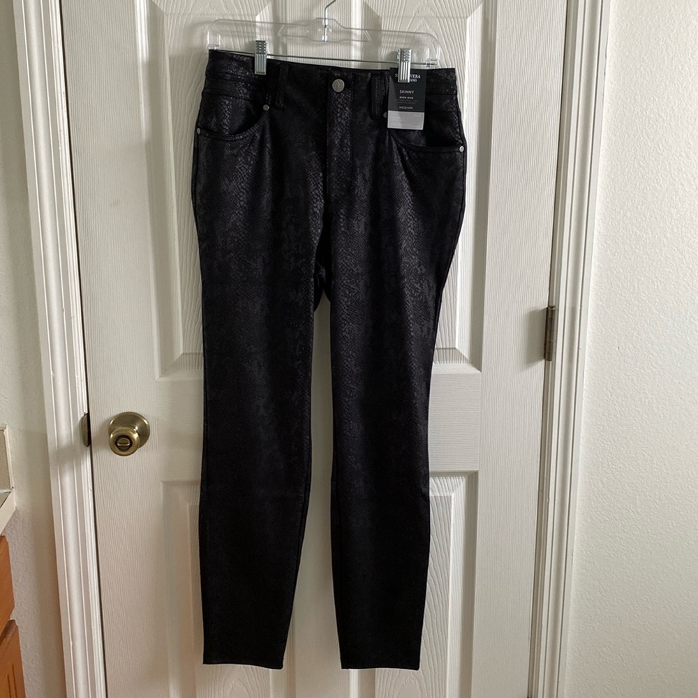 Simply Vera Vera Wang snake skin subtle reflect black trousers